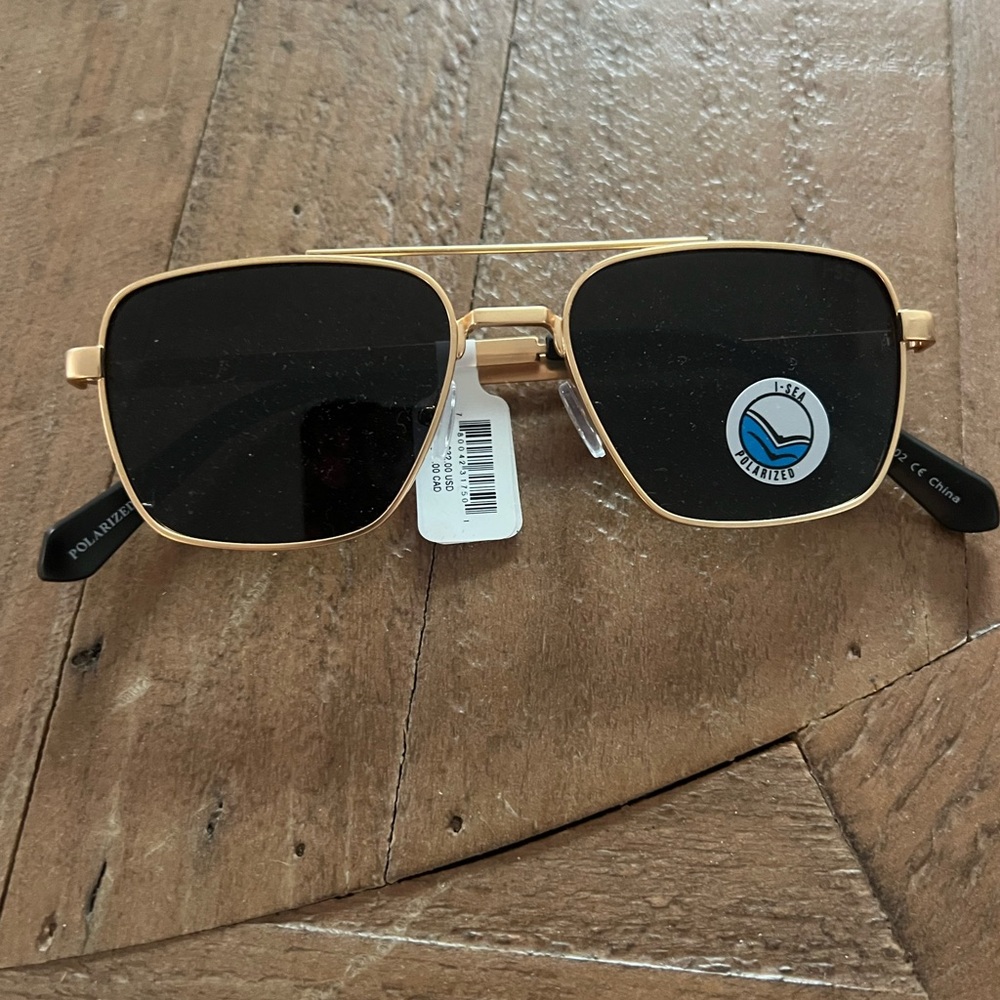 Gold and Black Aviator Sunglasses